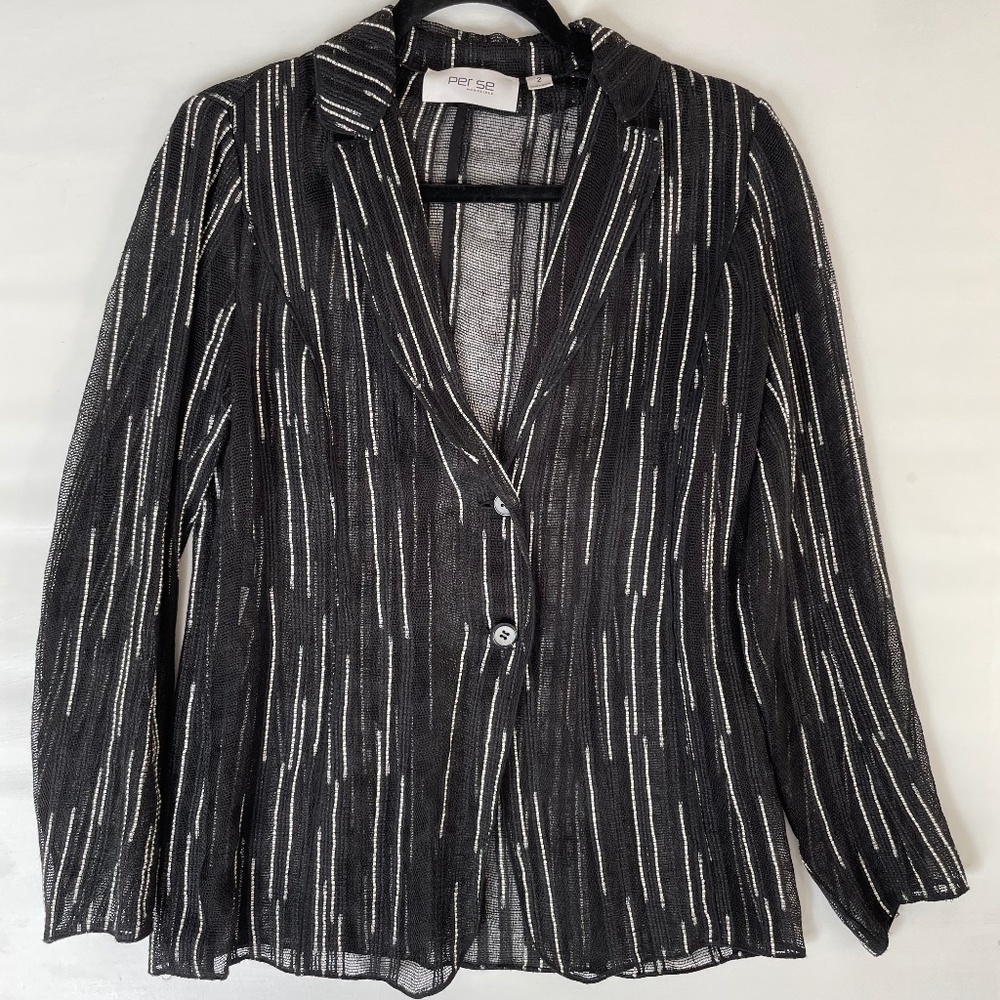 PerSe Carlisle Abstract Sheer Women Blazer Jacket sz 2 Statement Office